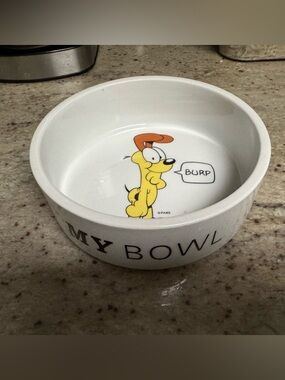Ceramic White Dog Bowl with Cartoon Design - My Bowl